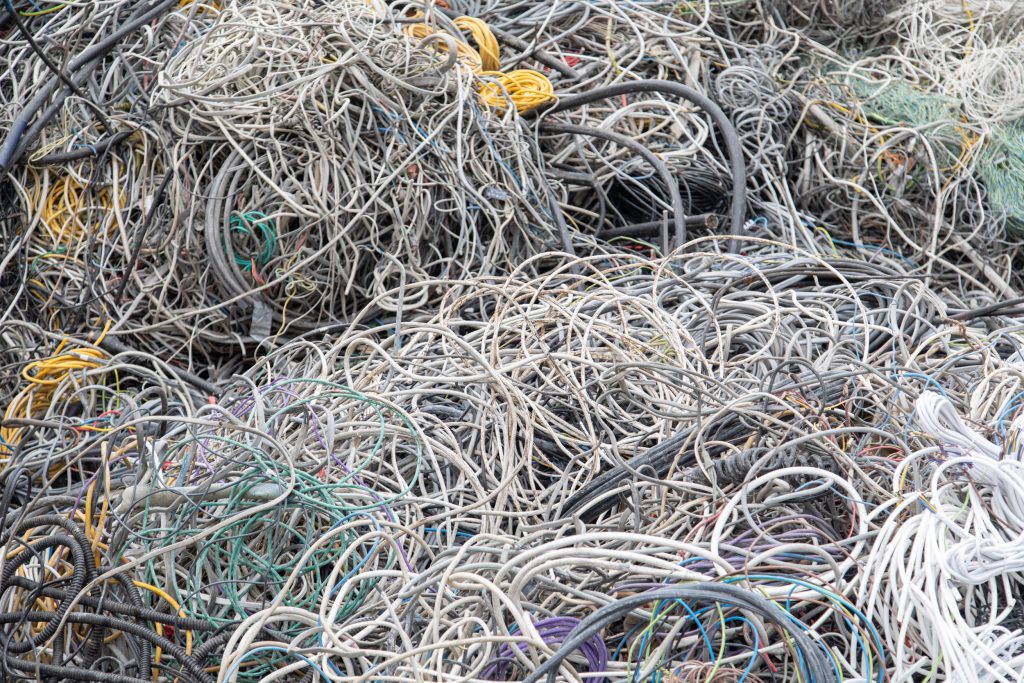 Scrap cable waiting to be recycled.